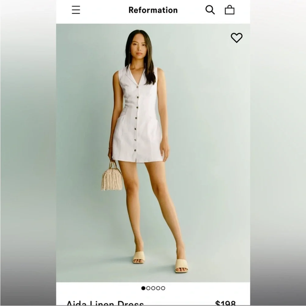 Reformation Aida Linen White Button-Down Mini Dress - Picture 3 of 9